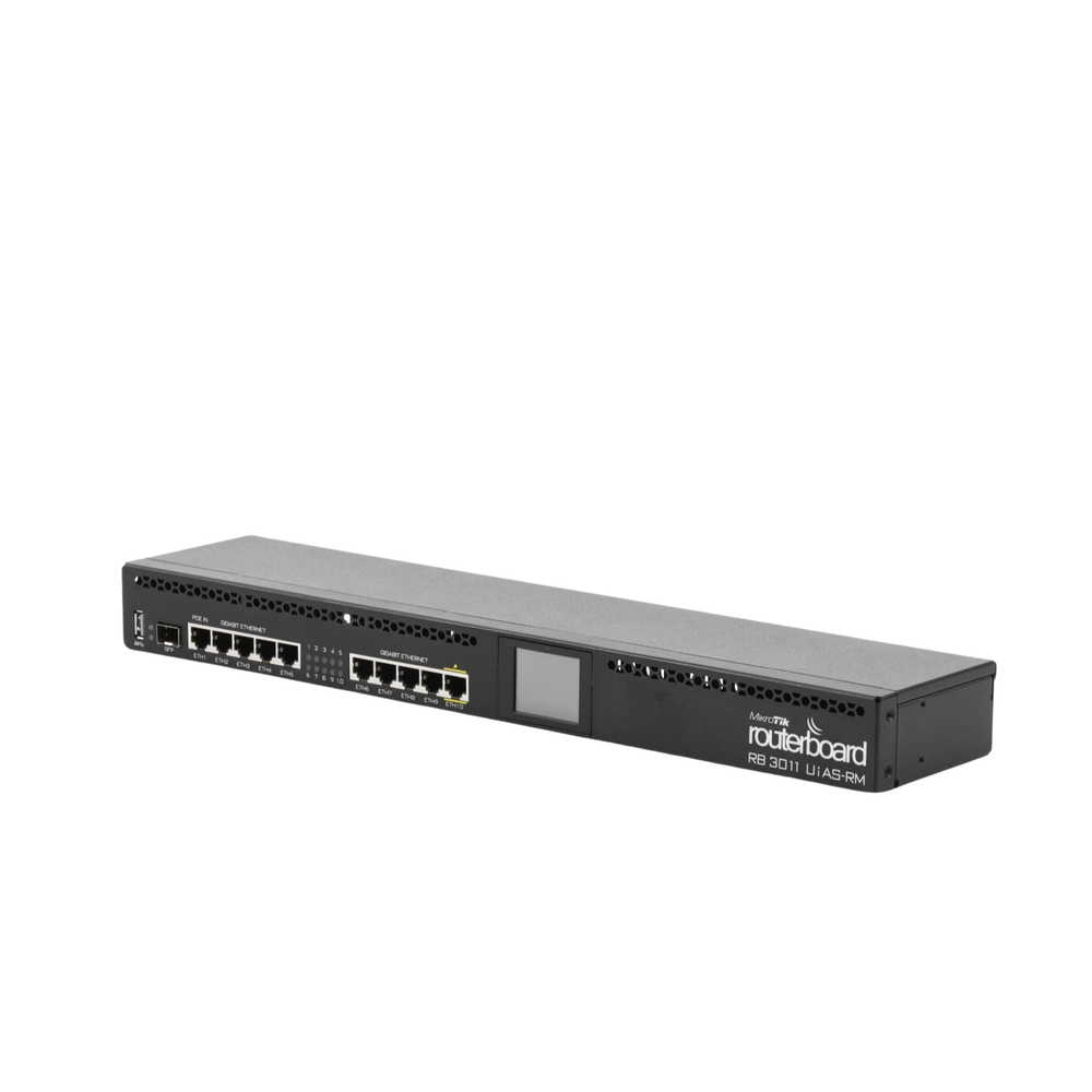 RouterBoard, CPU 2 Núcleos, 10 Puertos Gigabit Ethernet, 1 Puerto SFP, 1 GB Memoria, Licencia Nivel 5, Montaje Rack