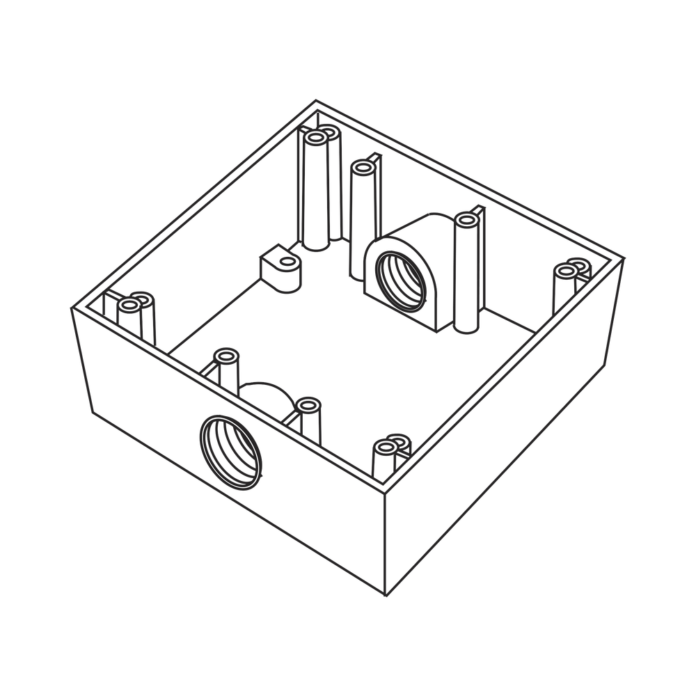Caja Cuadra de 3/4" a Prueba de  Intemperie/ Cuenta con 2 salidas.