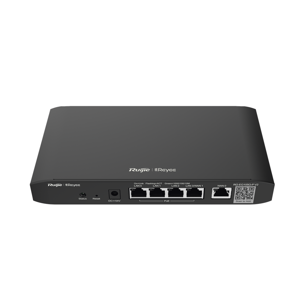 Router Balanceador Administrable Cloud con POE+ 54w, 3 puertos LAN gigabit, 1 Puerto WAN gigabit y 1 puerto LAN/WAN gigabit configurable, hasta 100 clientes con desempeño de 600 Mbps asimétricos
