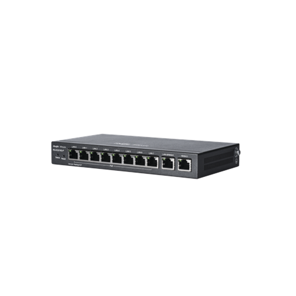 Router Balanceador PoE Cloud 10 puertos gigabit (8 puertos PoE), soporta 4x WAN configurables, hasta 200 clientes con desempeño de 600 Mbps asimétricos