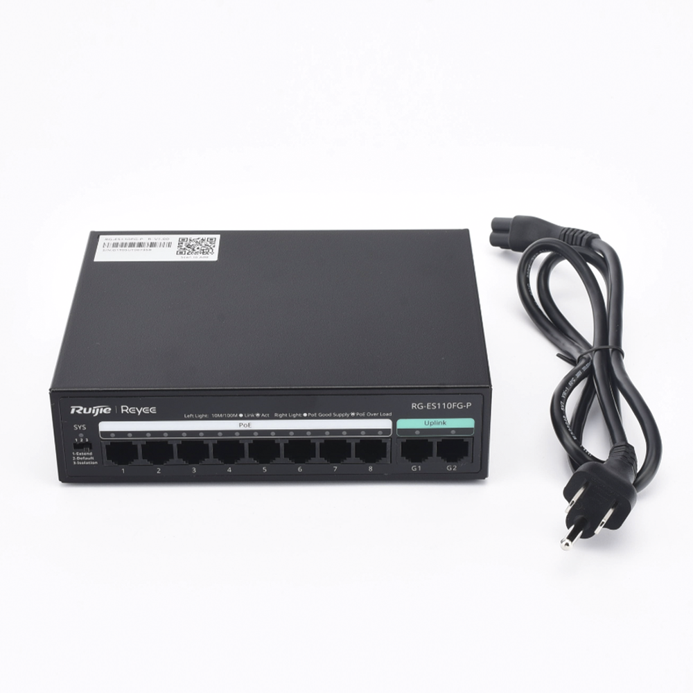 Switch PoE+ no Administrable, hasta 110 Watts, 8 puertos PoE+ 10/100 y 2 Uplinks Gigabit 1G - Image 3
