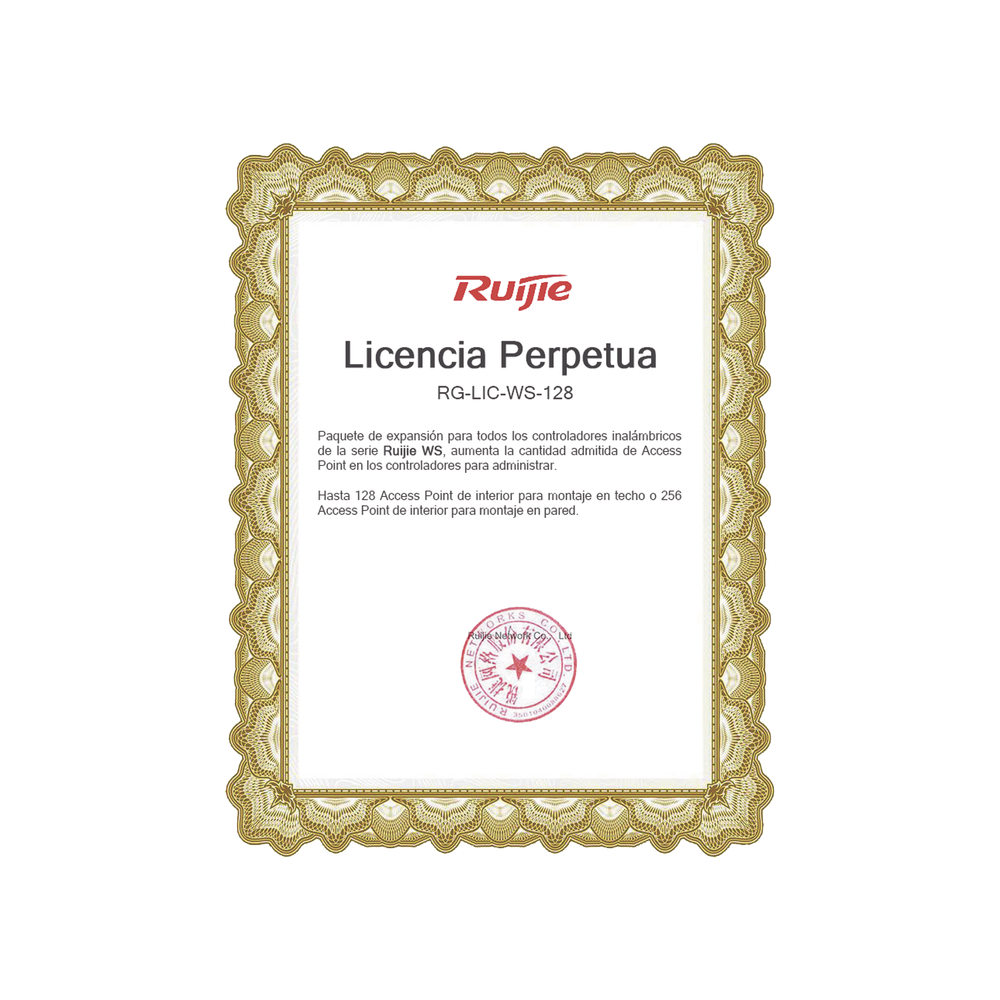 Paquete de expansión para controladores inalámbricos serie Ruijie WS hasta 128 APs interior en techo o 256 APs interior montaje en pared.