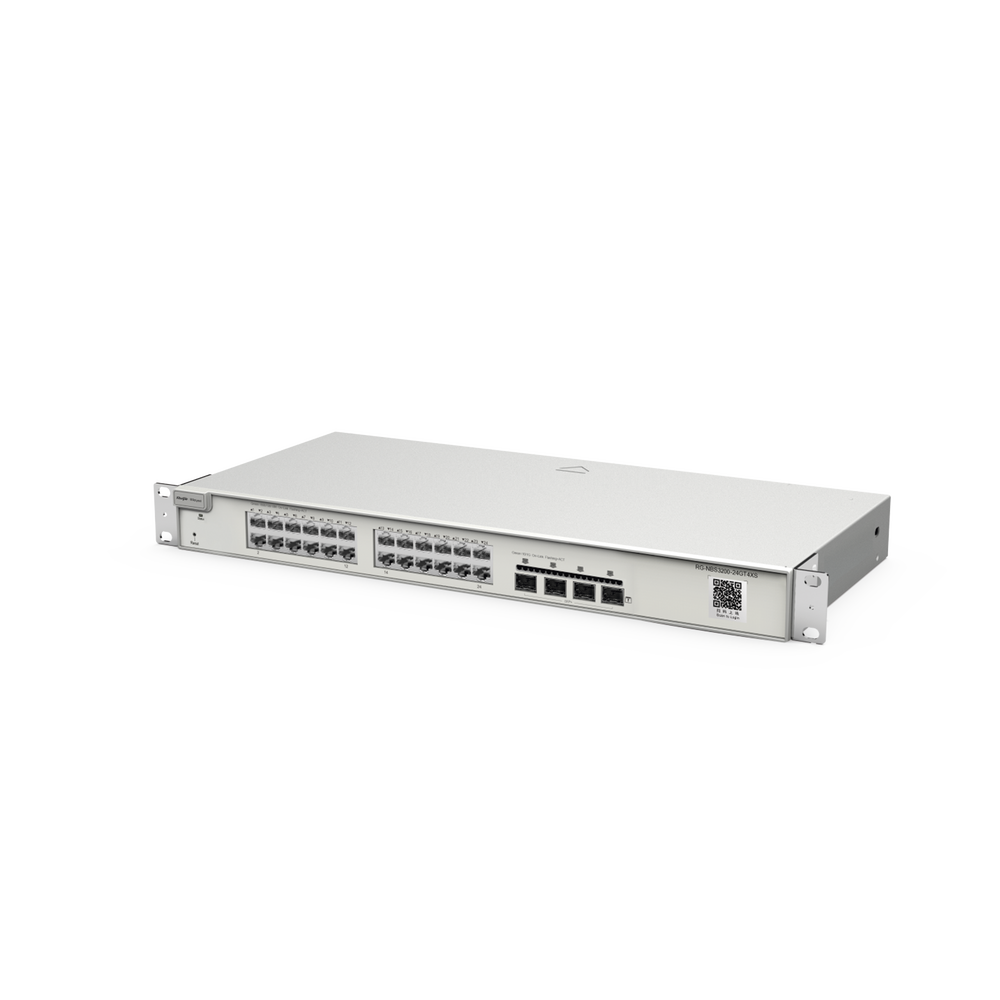 Switch Administrable Capa 2+ Plus, con 24 puertos Gigabit, 4 puertos SFP+ para fibra 10Gb, gestión gratuita desde la nube.