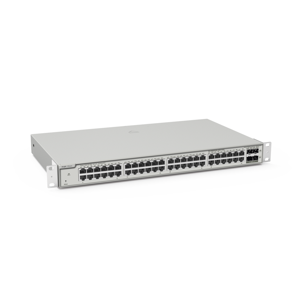 Switch Administrable Capa 3 con 48 puertos Gigabit + 4 SFP+ para fibra 10Gb, gestión gratuita desde la nube