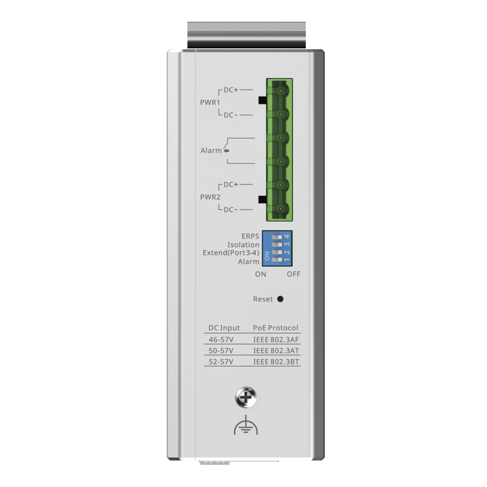 Switch Industrial PoE+ hasta 180 watts , Ideal para temperaturas Extremas y protección contra descargas, 1 puerto PoE++ 60W y 3 puertos PoE+ 30W, 2 SFP Uplink - Image 2