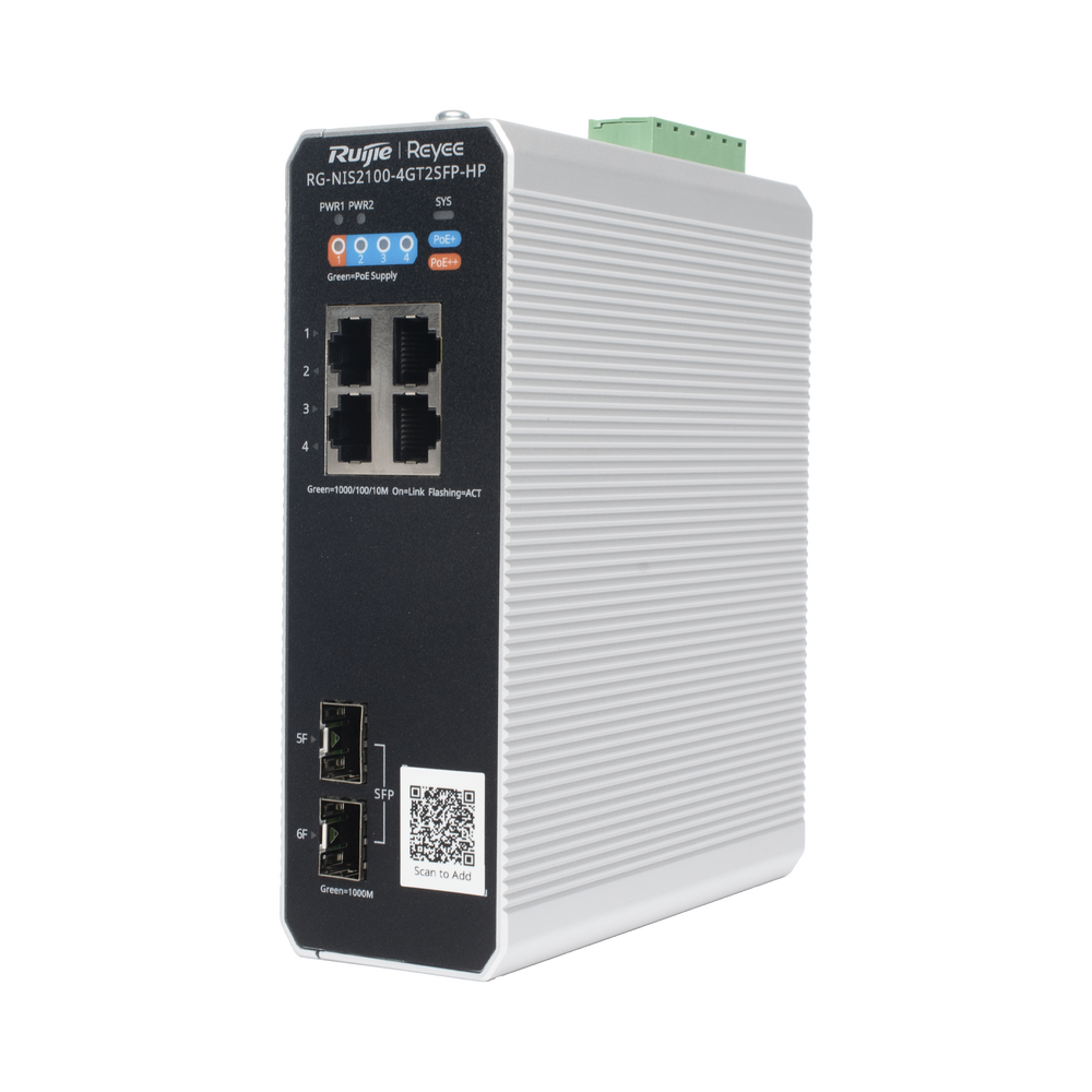 Switch Industrial PoE+ hasta 180 watts , Ideal para temperaturas Extremas y protección contra descargas, 1 puerto PoE++ 60W y 3 puertos PoE+ 30W, 2 SFP Uplink - Image 4