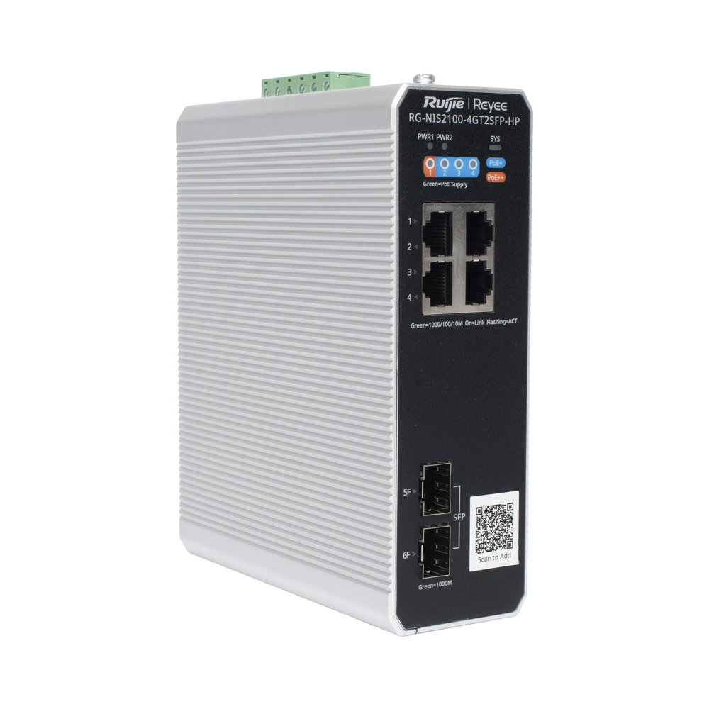 Switch Industrial PoE+ hasta 180 watts , Ideal para temperaturas Extremas y protección contra descargas, 1 puerto PoE++ 60W y 3 puertos PoE+ 30W, 2 SFP Uplink - Image 5
