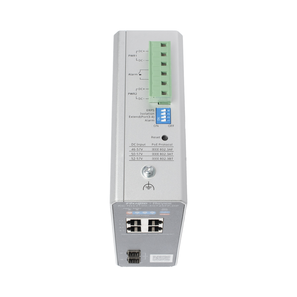 Switch Industrial PoE+ hasta 180 watts , Ideal para temperaturas Extremas y protección contra descargas, 1 puerto PoE++ 60W y 3 puertos PoE+ 30W, 2 SFP Uplink - Image 6