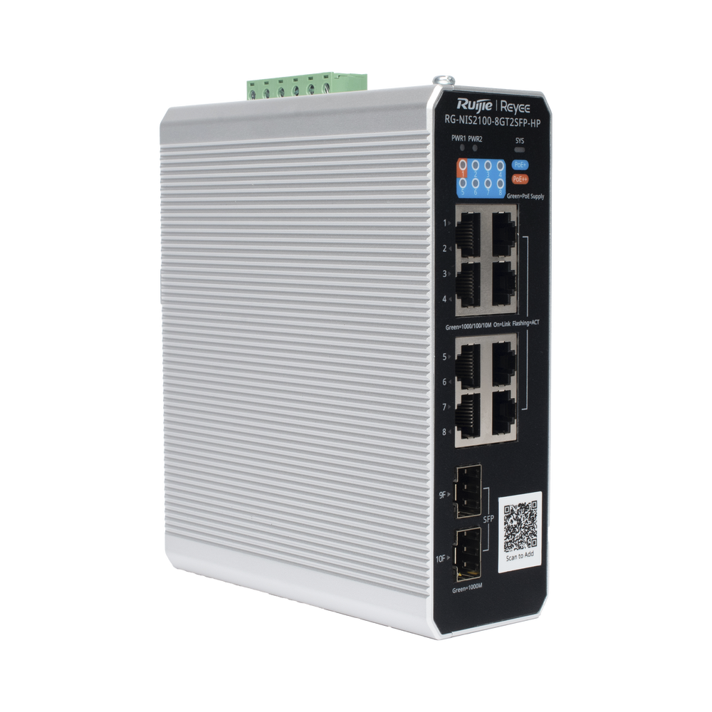 Switch Industrial PoE+ hasta 300 watts , Ideal para temperaturas Extremas y protección contra descargas, 1 puerto PoE++ 60W y 7 puertos PoE+ 30W, 2 SFP Uplink - Image 2