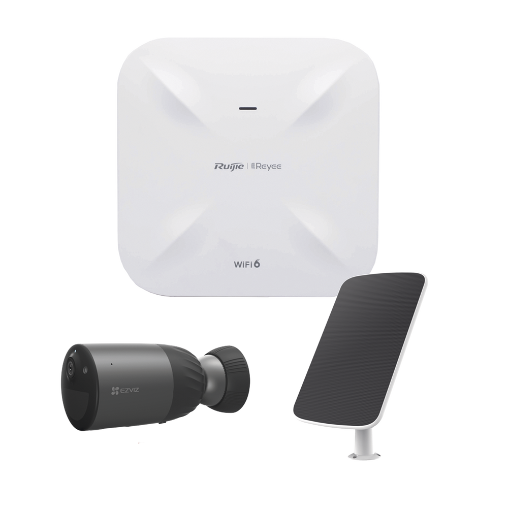 Kit de Cámaras Wi-Fi  con Access Point/ Incluye 1 Cámara de Batería  CS-BC1C / 1 Pane solar Mod. CS-CMT-SOLARPANEL-E / 1 Access Point RG-RAP6260(G)