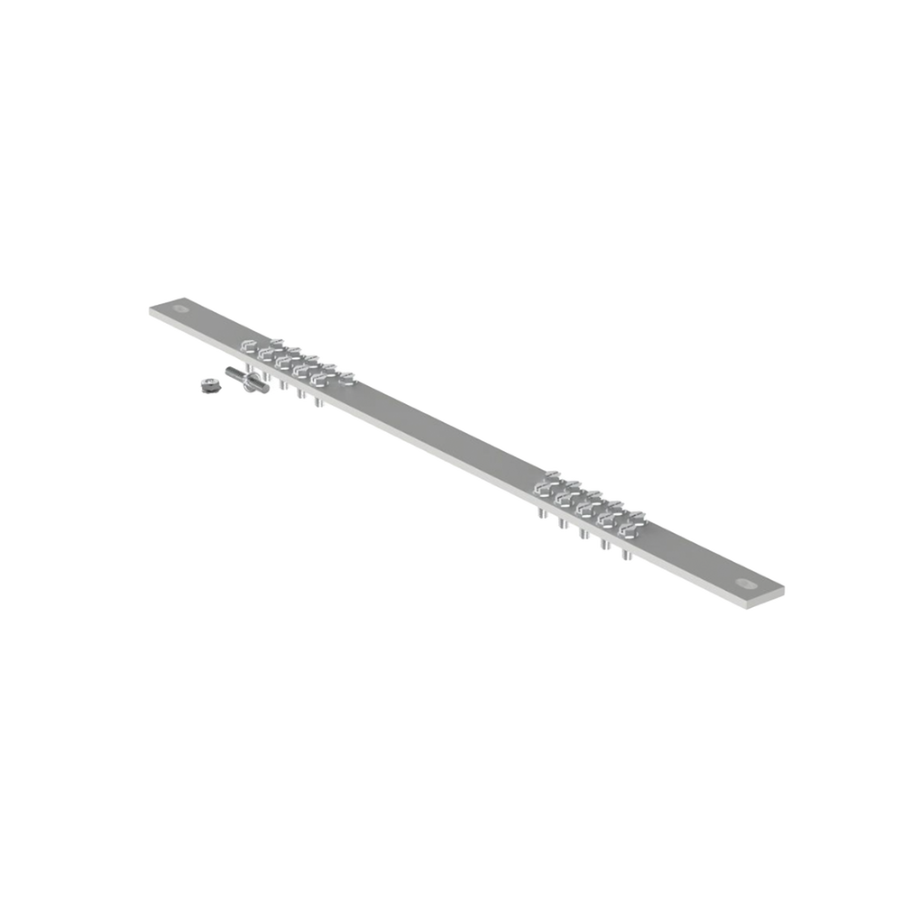 Barra de Conexión a Tierra, Para Rack de 19", Con 20 Orificios Para Conexión Rápida de Equipos, Incluye 20 Tornillos # 12-24 x 1/2" Instalados