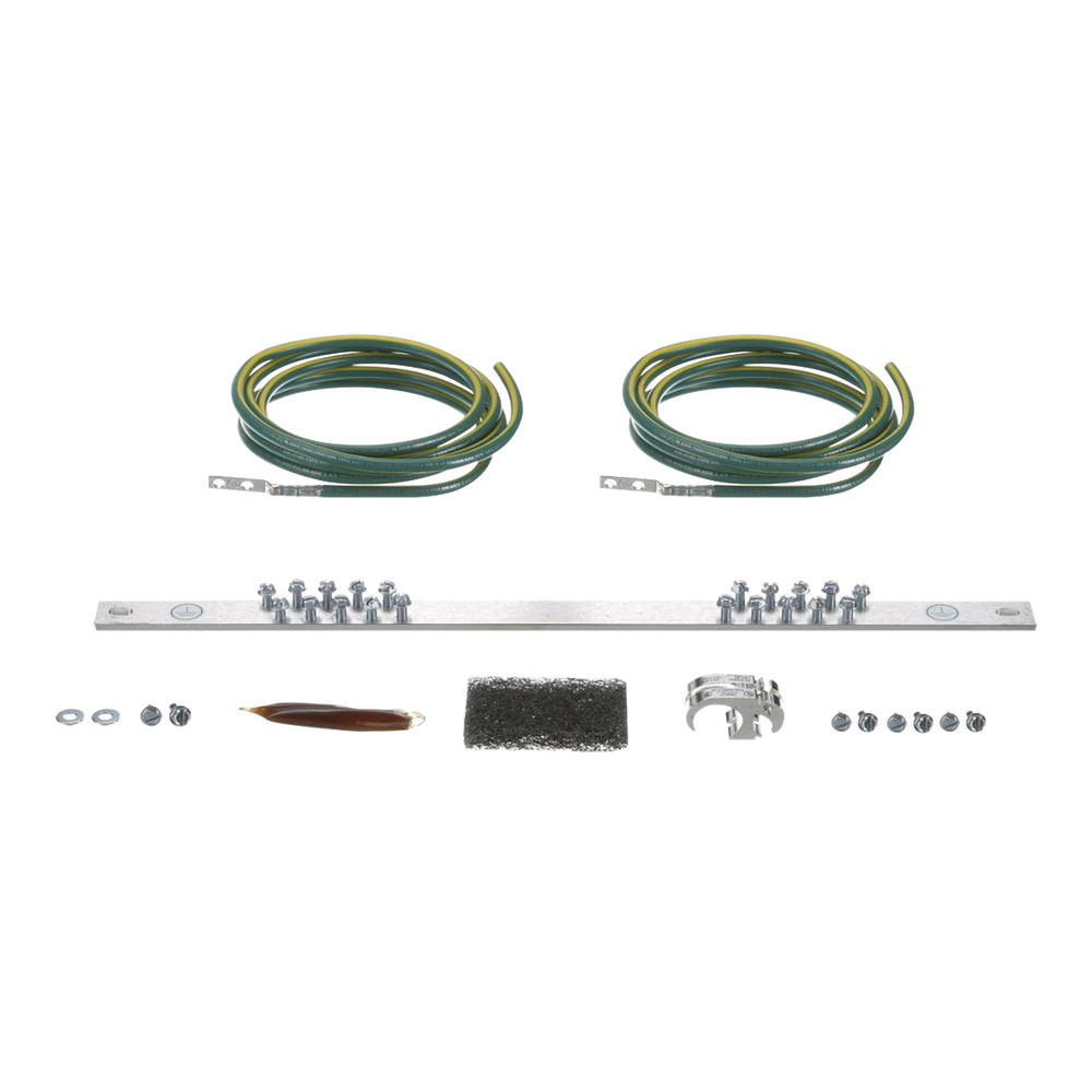 Kit de Puesta a Tierra con dos Jumpers 6 AWG y Barra de Conexiones de 20 Orificios, para Rack de 19in