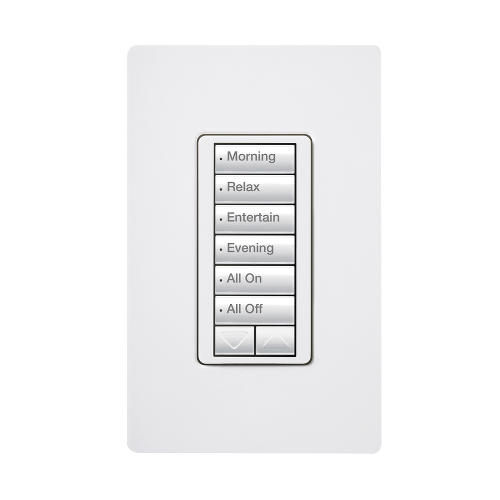 (RadioRA2) Teclado seetouch 6 botones, 2 botones subir/bajar, programe escenas diferentes en cada botón.