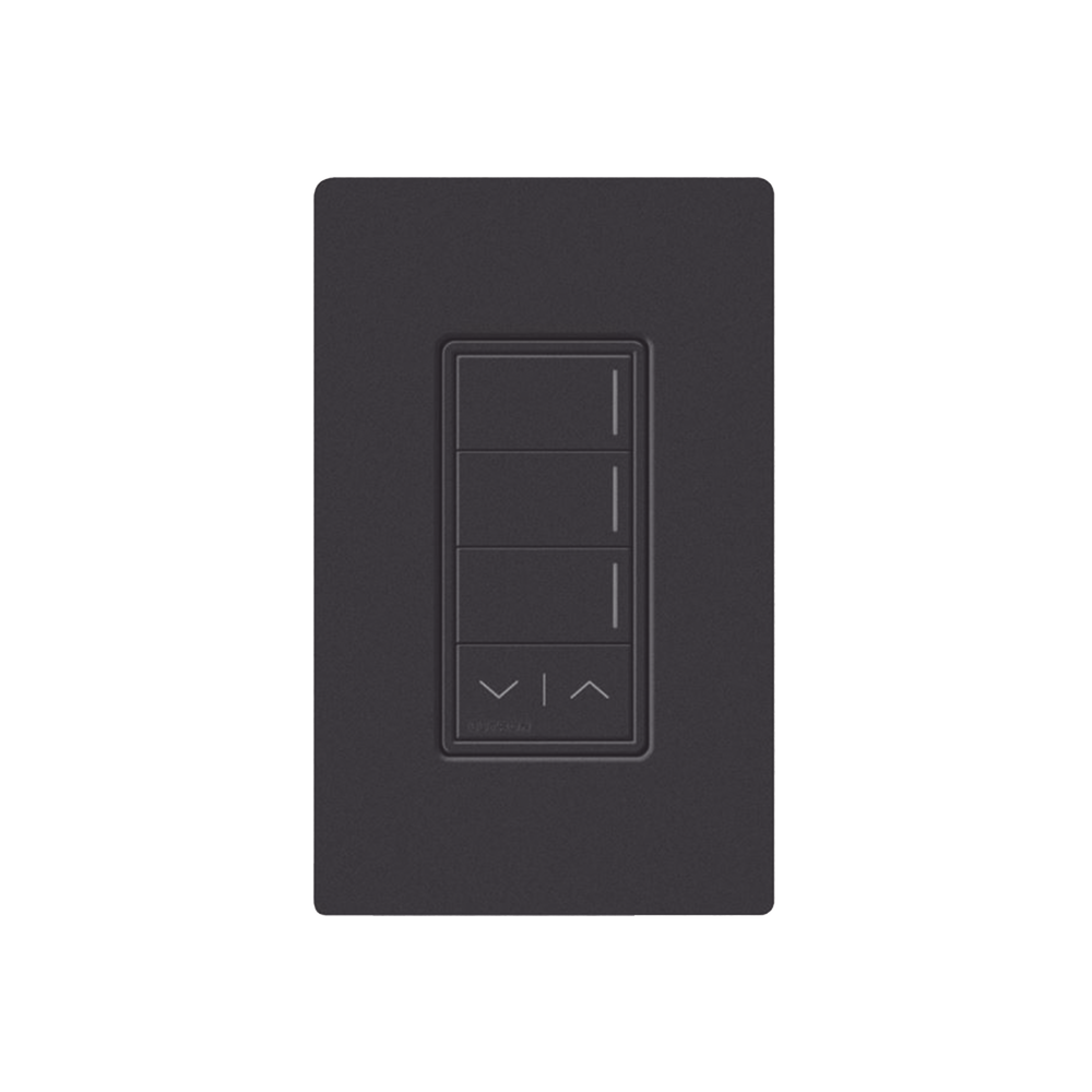 (RadioRa3) Botonera Sunnata Negro 3 escenas y 2 botones subir/bajar para Radio RA3, programe escenas diferentes en cada botón.