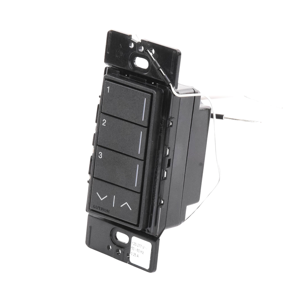 (RadioRa3) Botonera Sunnata Negro 3 escenas y 2 botones subir/bajar para Radio RA3, programe escenas diferentes en cada botón. - Image 2