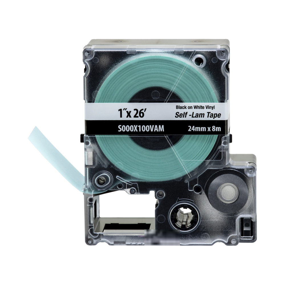 Casete de Etiquetas Autolaminadas de Cinta Continua, de 24 (1 Pulgada) mm de Ancho, 8 Metros (26.25 Pies) de Largo, Para Cables de 2.5 a 5.1 mm (0.1 a 0.2 Pulgadas) de Di?metro, Color Blanco