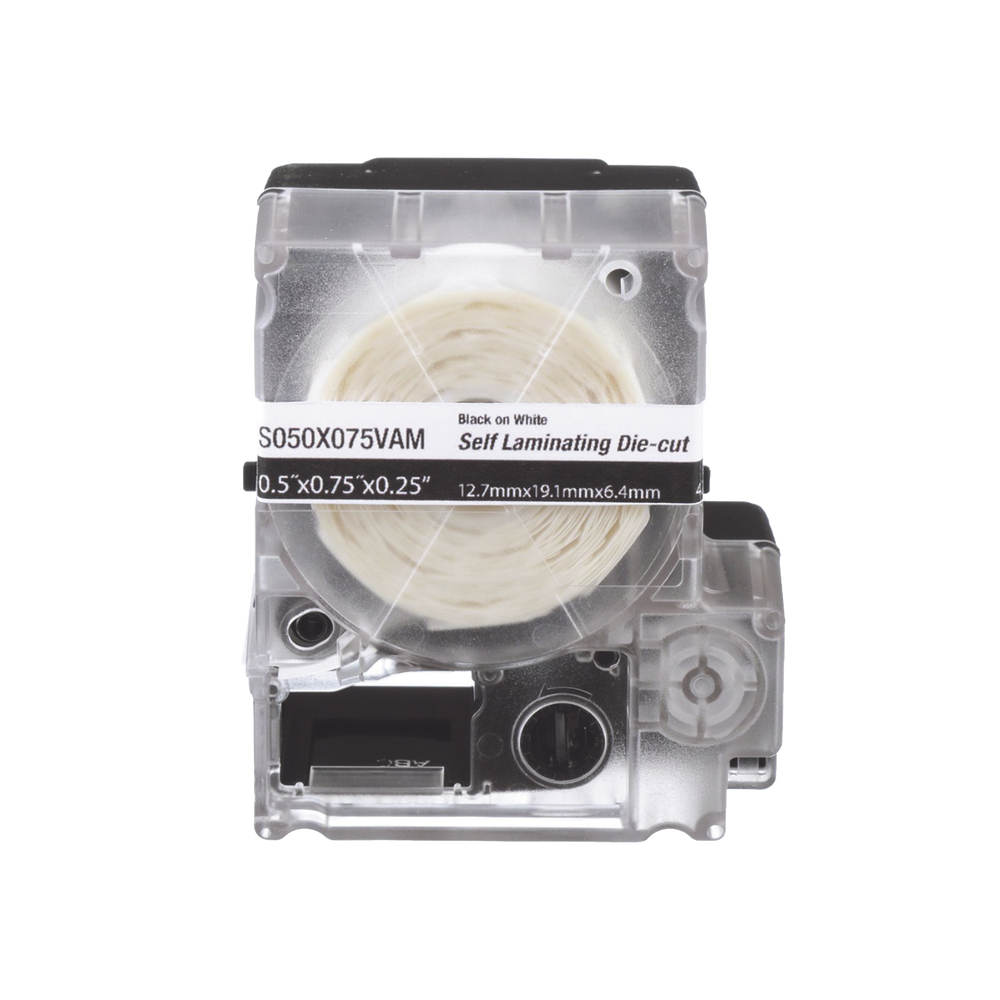 Casete de 200 Etiquetas Autolaminadas de 12.7 x 31.8 mm (0.5 x 1.25 pulgadas), para Cables de 3.1 a 7 mm (0.12 a 0.28 pulgadas) de Di?metro, ?rea de Impresi?n Color Blanco