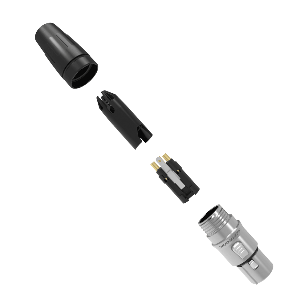 Conector hembra XLR de 3 núcleos con carcasa de acero inoxidable y contactos chapados en oro - Image 2