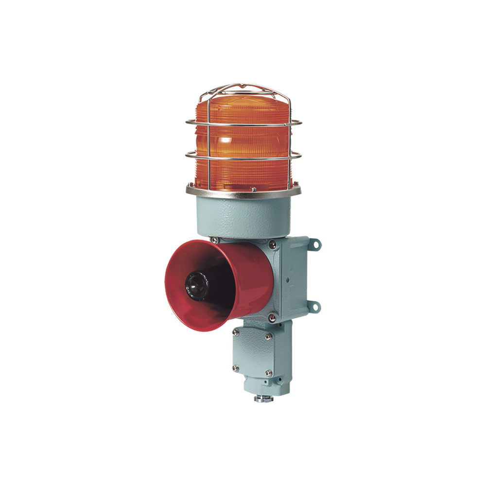 Combinación de baliza LED color Ámbar con sirena electrónica para aplicaciones de la industria pesada máx.120 dB a 120 VCA