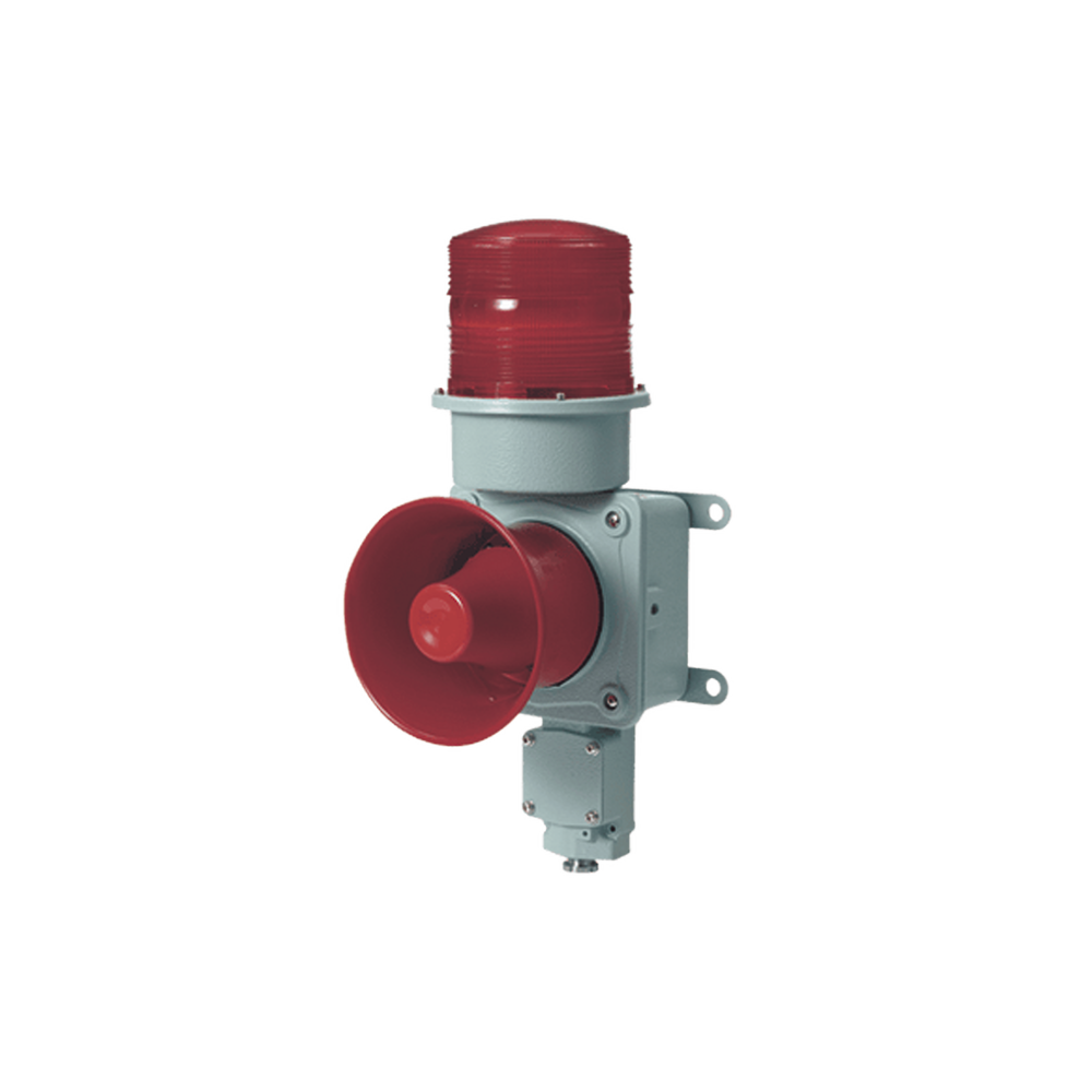 Combinación de baliza LED color roja con sirena electrónica para aplicaciones de la industria pesada máx.114 dB a 220 VCA