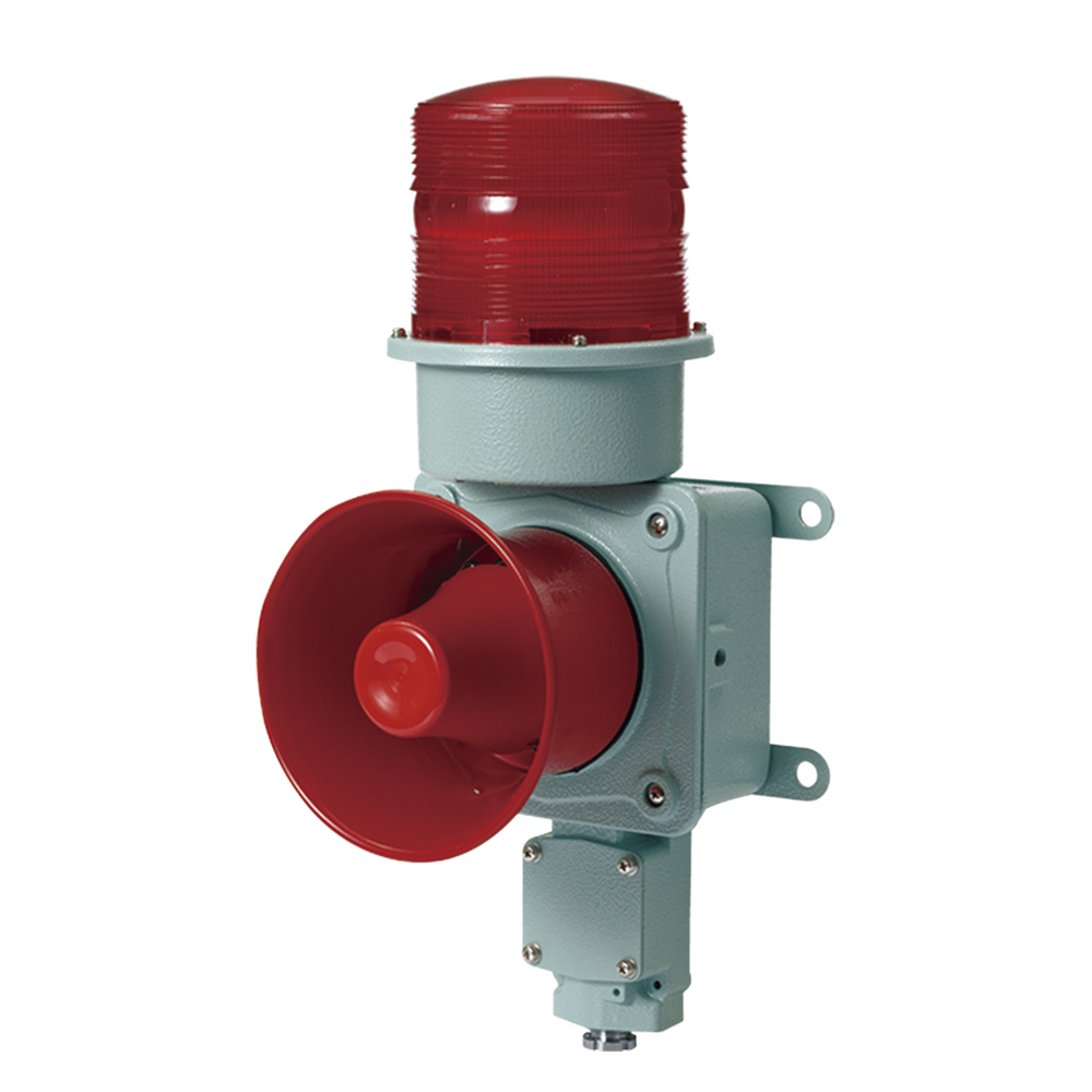 Combinación de baliza LED color roja con sirena electrónica para aplicaciones de la industria pesada máx.120 dB a 24 VCD