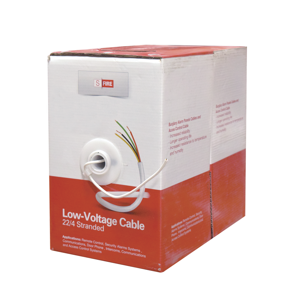 Cable 100% Cobre INDUSTRIAL/ 4 x 22 AWG/ de color blanco / 305m / para aplicaciones en sistemas de Intrusión / Control de Acceso y TV Porteros
