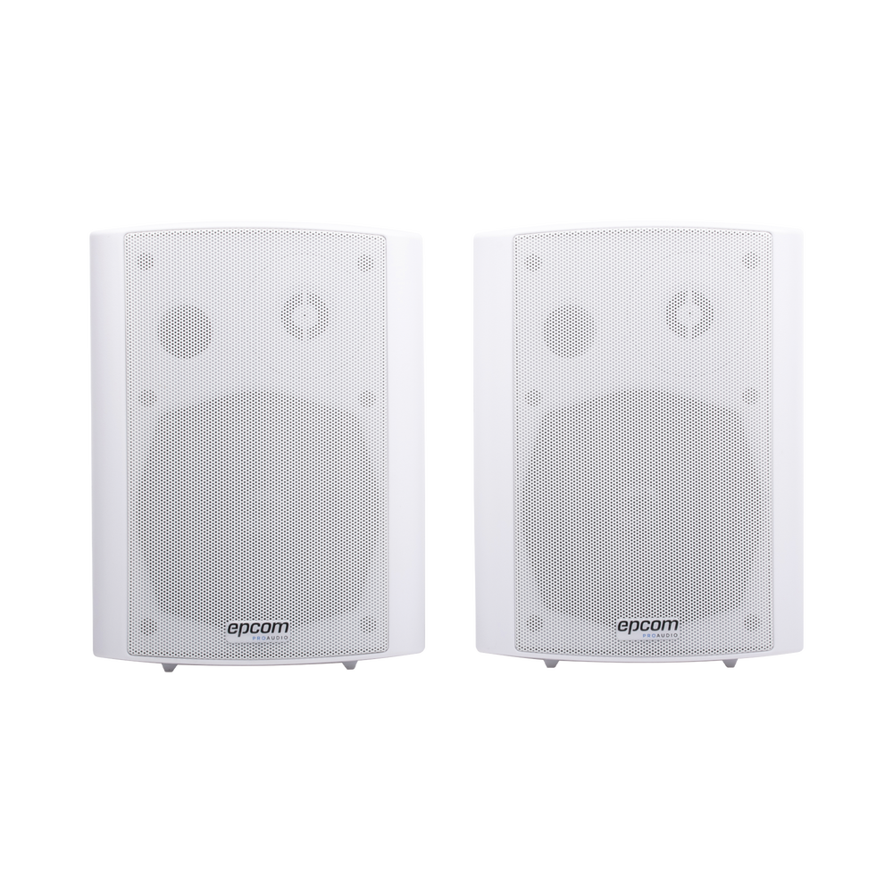 Altavoces Amplificada de Montaje en Pared 5"+1.5" | RMS 20W@8ohms y Pasivo 20W | Material ABS | Reja Metálica | Bracket de Metal | Color Blanco