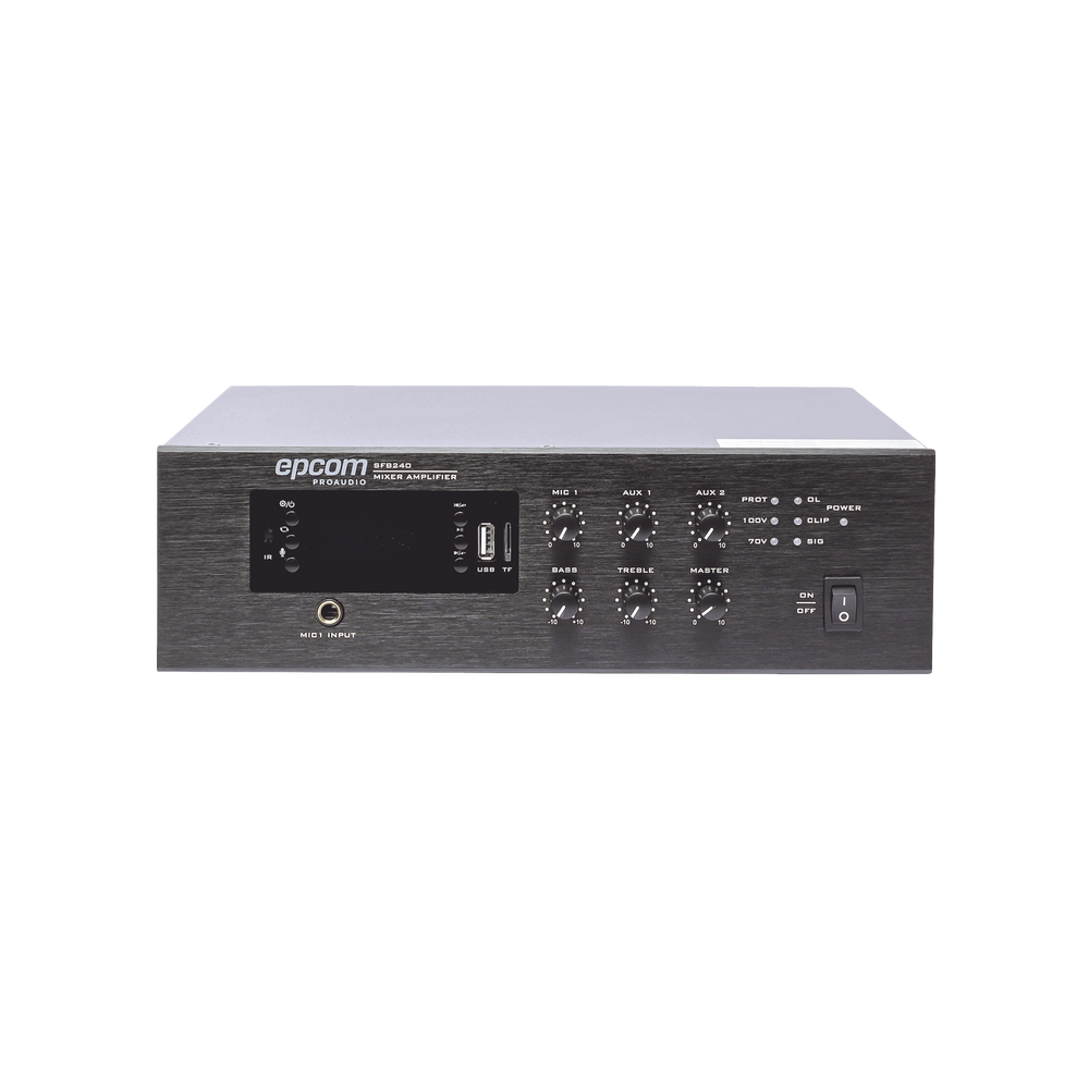 Mini Amplificador de Audio Mezclador | 240W RMS | Sistema 70/100V | MP3 | Tuner | Bluetooth | Musica ambiental y Voceo