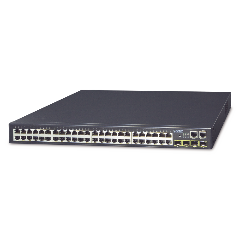 Switch Stack Administrable Capa 3 de 48 puertos 1Gbps + 4 puertos SFP 1Gbps Throughput 77 Mpps