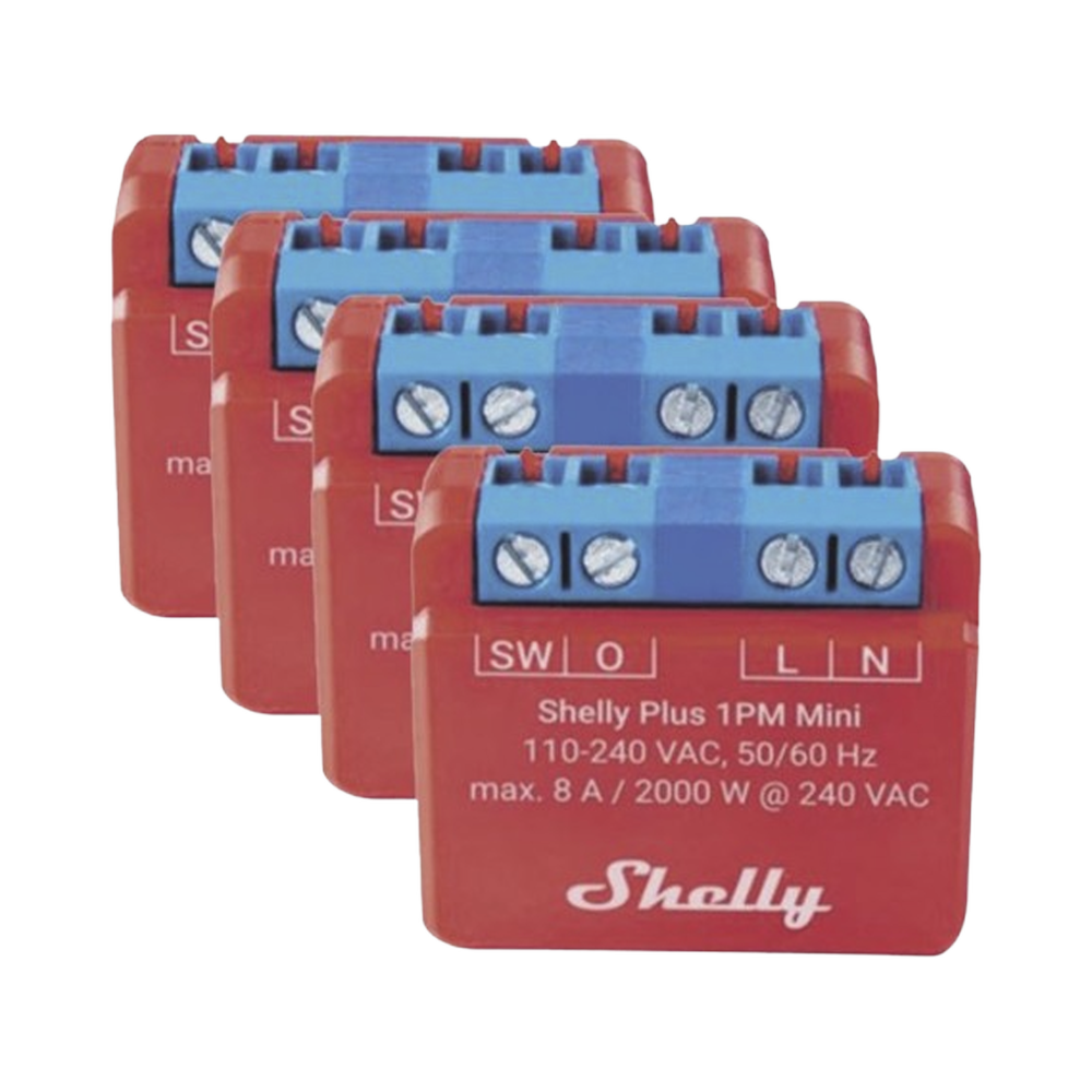 KIT 4 piezas Mini Interruptor inteligente con Wi-Fi, medición de consumo, 1 canal 8A, compatible con asistentes de voz Alexa y GoogleHome