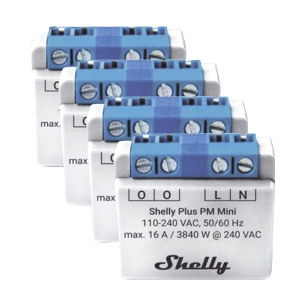 KIT 4 piezas El medidor de potencia más pequeño,  inteligente con Wi-Fi, medición de consumo, 1 canal 16A,