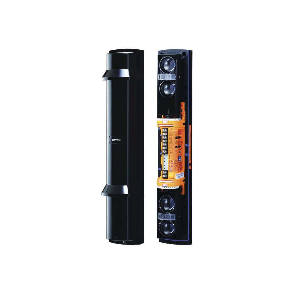 Barrera fotoelectrica de 100 metros 4 rayos  4 canales  doble modulación y control de potencia del rayo