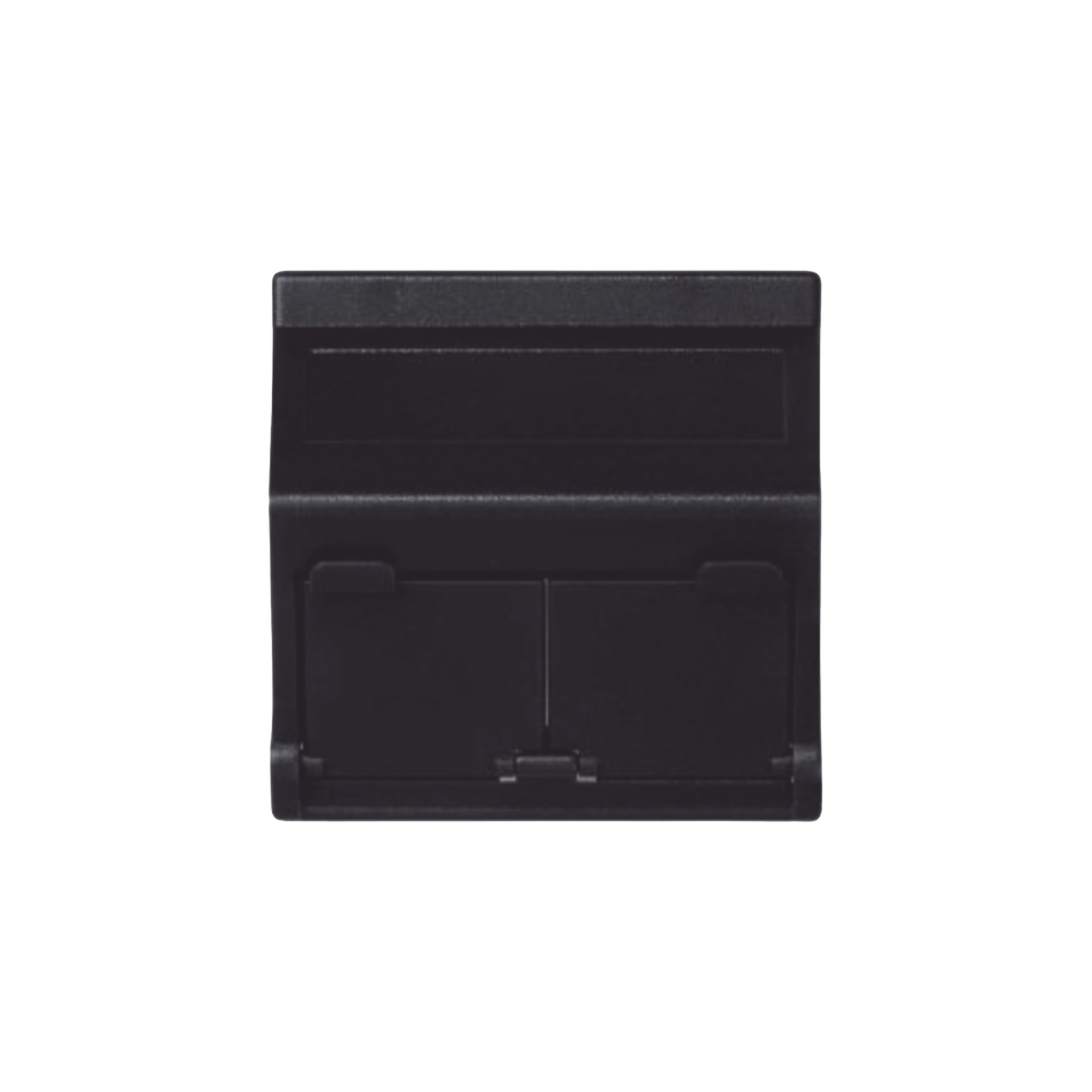 (KB80MD64/14) Placa Voz y Datos Inclinada con Guardapolvo y Adaptador Doble para RJ45 Keystone Color Negro