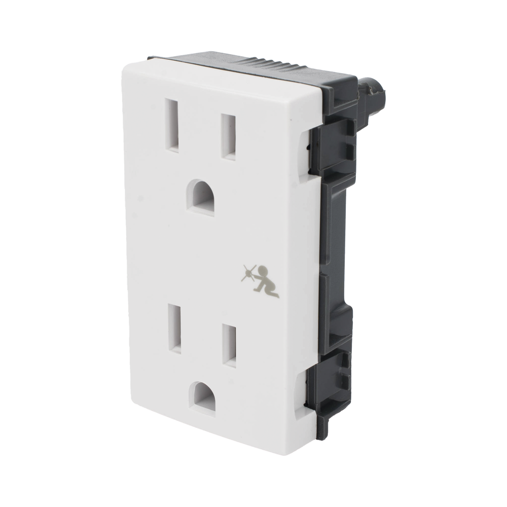 Módulo Dúplex de Contactos Eléctricos 10A 127V Color Blanco / Compatible con Cajas para Pavimento SM-CPAV-2 y SM-CPAV-4 / Requiere Adaptador SM-ADAP-FP para Fijación / Modelo 25424-30 - Image 2