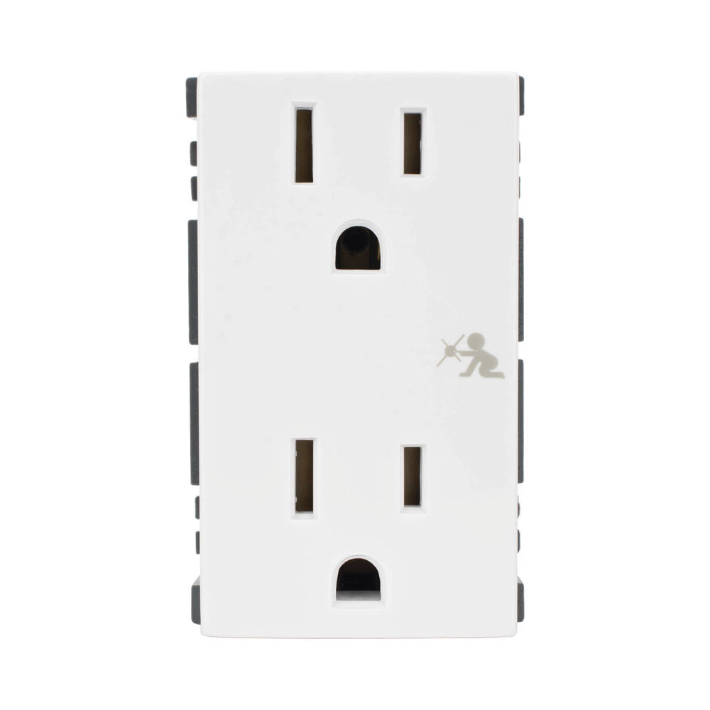 Módulo Dúplex de Contactos Eléctricos 10A 127V Color Blanco / Compatible con Cajas para Pavimento SM-CPAV-2 y SM-CPAV-4 / Requiere Adaptador SM-ADAP-FP para Fijación / Modelo 25424-30