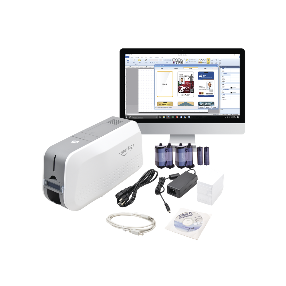 Kit de Impresora tarjetas de PVC / Puede Crecer a Laminador/ Una Cara / Incluye: 2 x Ribbon a Color, 100 Tarjetas PVC, Kit de Limpieza, Software