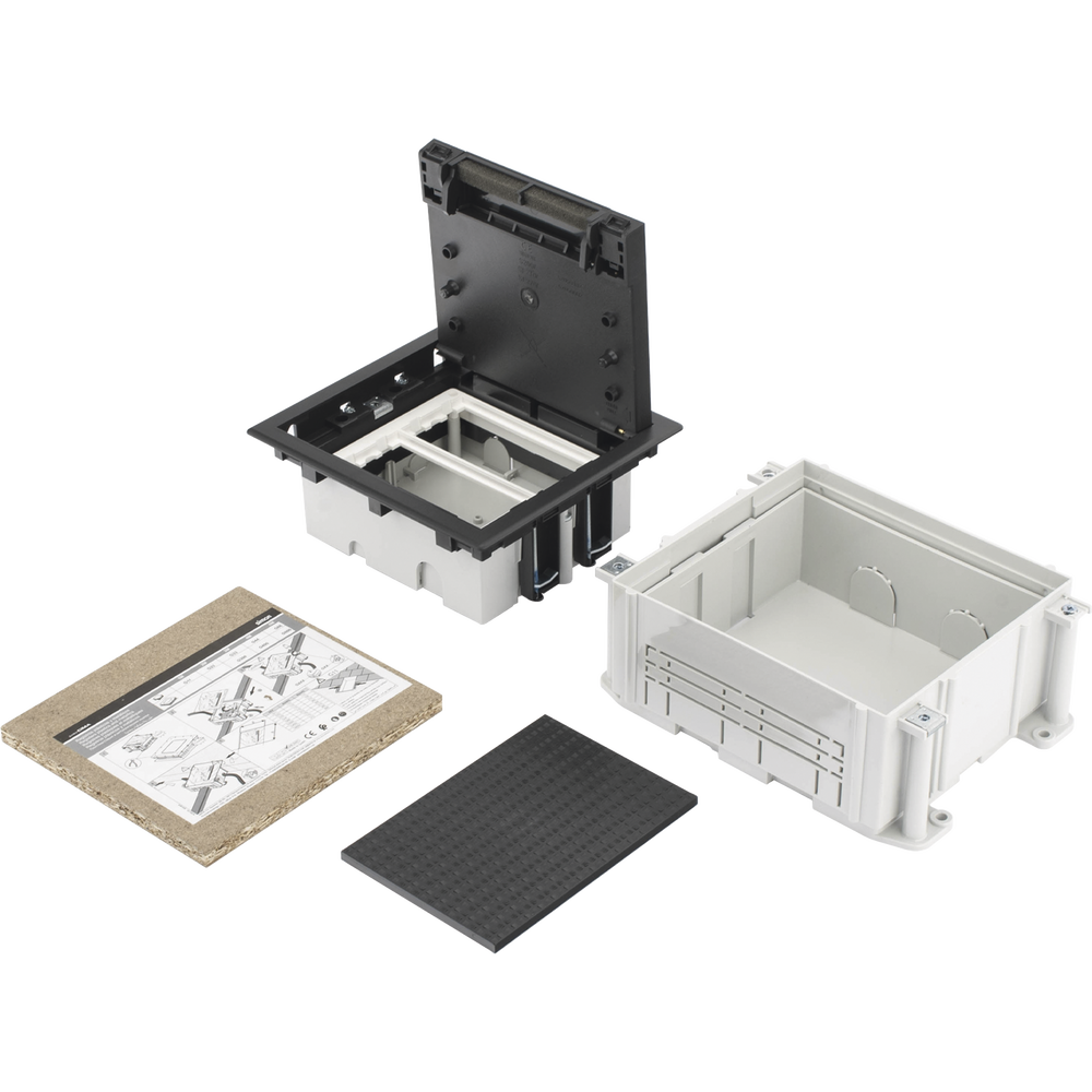 Caja de Suelo Simon Serie S / Para Voz, Datos o Contactos El?ctricos / Capacidad para 2 M?dulos / Con Registro Integrado para Fijaci?n en Concreto / Profundidad Ajustable de 70 a 100 mm (2.76 a 3.94 pulgadas) / Alta Resistencia Mec?nica y T?rmica