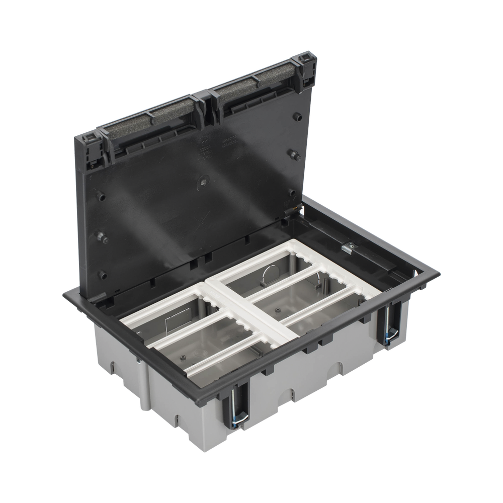 Caja Para Instalaci?n en Piso Falso para Voz, Datos o Contactos El?ctricos / Capacidad para 6 M?dulos / Espacio Embellecedor en la Tapa / Profundidad Ajustable de 90 a 120 mm (3.54 a 4.72 pulgadas) / Los M?dulos se Adquieren Aparte / (SF610/14CY)