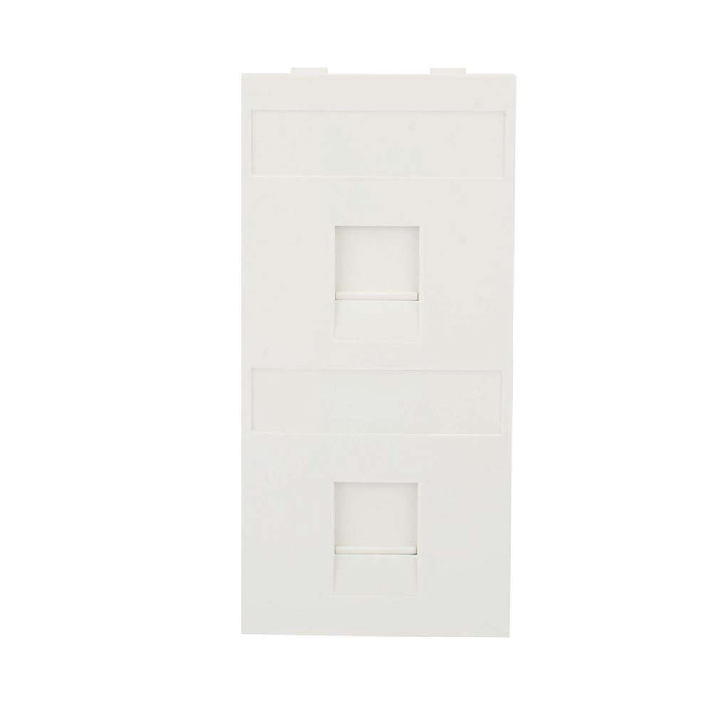 Placa Plana de Voz y Datos con Guardapolvo para 2 RJ45 / Color Blanco / 2 Puertos para Jacks Keystone / Compatible con Cajas de Pavimento SM-CPAV-2 y SM-CPAV-4 / Modelo S76B/9