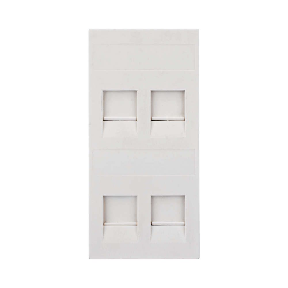 Placa Plana de Voz y Datos con Guardapolvo para 4 RJ45 / Color Blanco / 4 Puertos para Jacks Keystone / Compatible con Cajas de Pavimento SM-CPAV-2 y SM-CPAV-4 / Modelo S76C/9