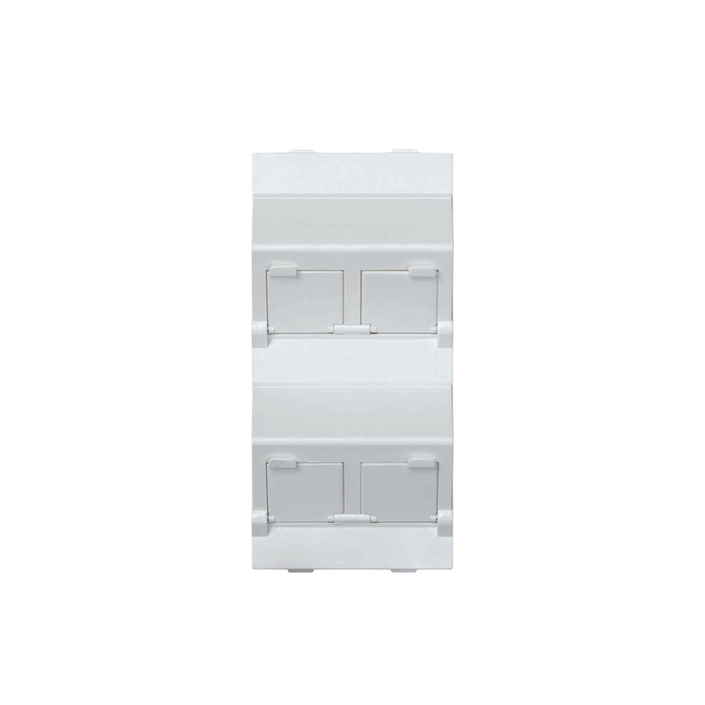 (S80CMD64/9) Placa Voz y Datos Inclinada con Guardapolvo y Adaptador Cu?druple para RJ45 Keystone