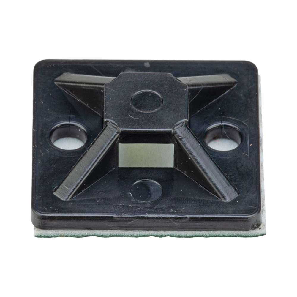 Montaje-Sujetador Adhesivo STRONGHOLD de 4 Vías de 1" x 1" x 1/4", Color Negro, Nylon 6.6 Retardante de Llamas V-2, Paquete de 100pz