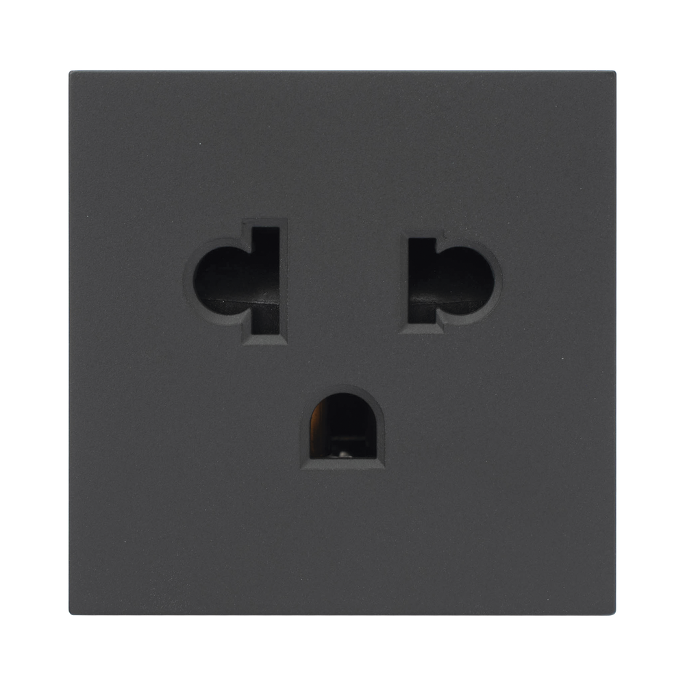 M?dulo para Tomacorriente Euroamericano / Color Grafito / 45x45 mm (1.77 x 1.77 Pulgadas) / Compatible con Torres y Cajas para Escritorio de la Marca Simon