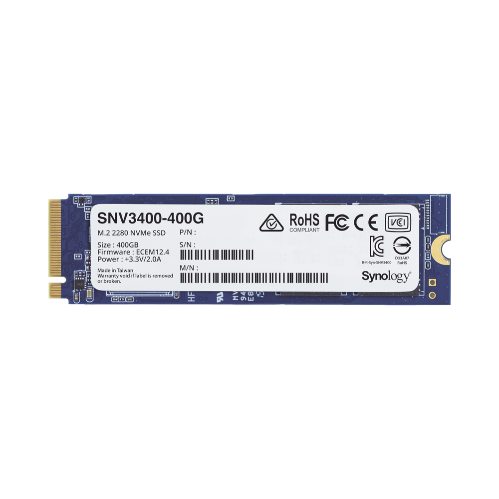 SSD 400GB NVMe M.2 2280, diseñada para Synology NAS con ranuras M.2 integradas