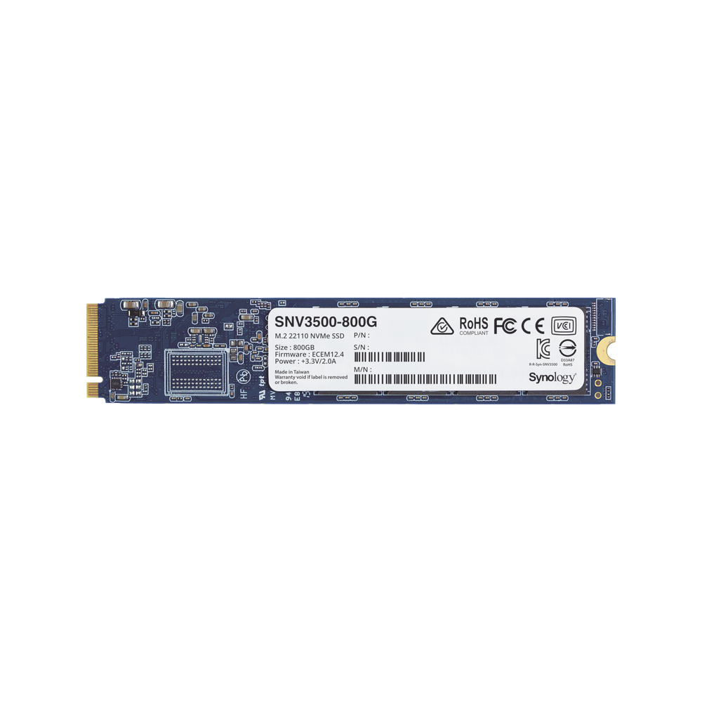 SSD 800GB NVMe M.2 22110, diseñada para Synology NAS con ranuras M.2 integradas
