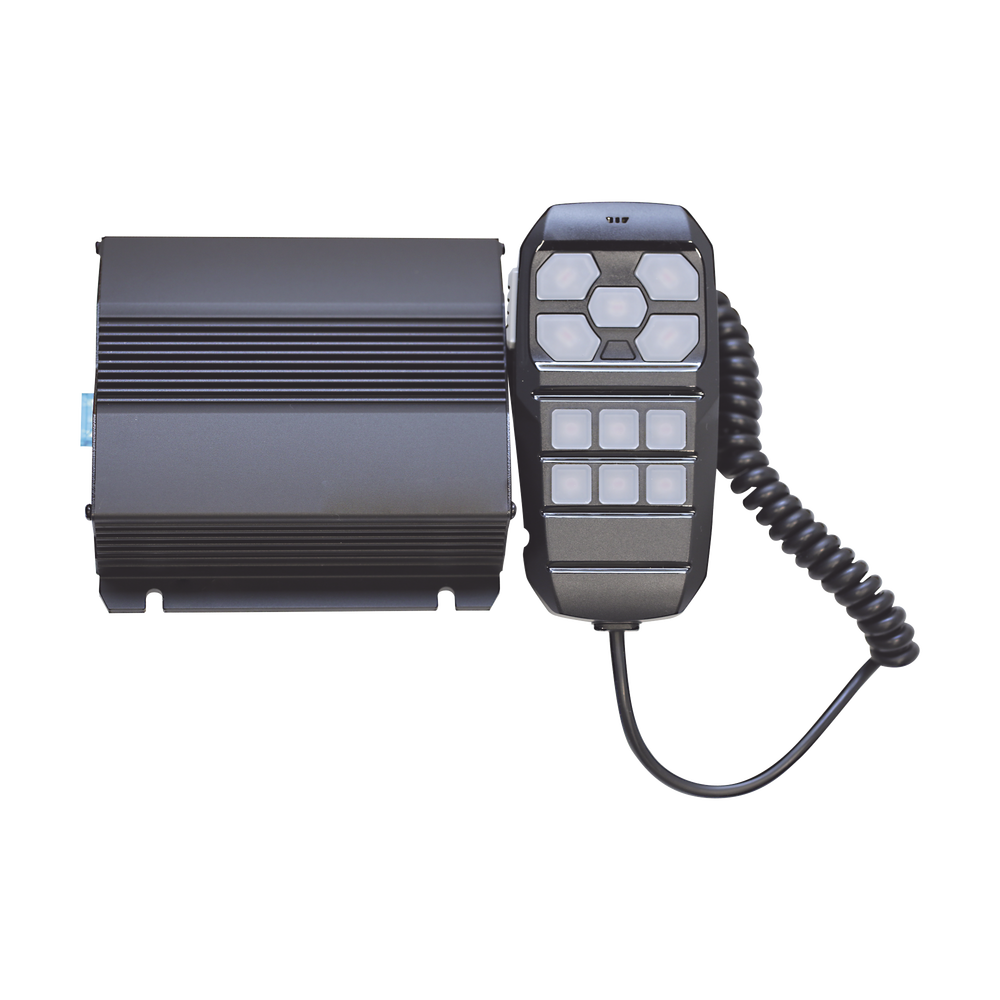 Sirena Vehicular de 100W de Potencia, Con Controlador Unimando Para Control de Tonos, 4 Salidas Auxiliares y Microfono - Image 2