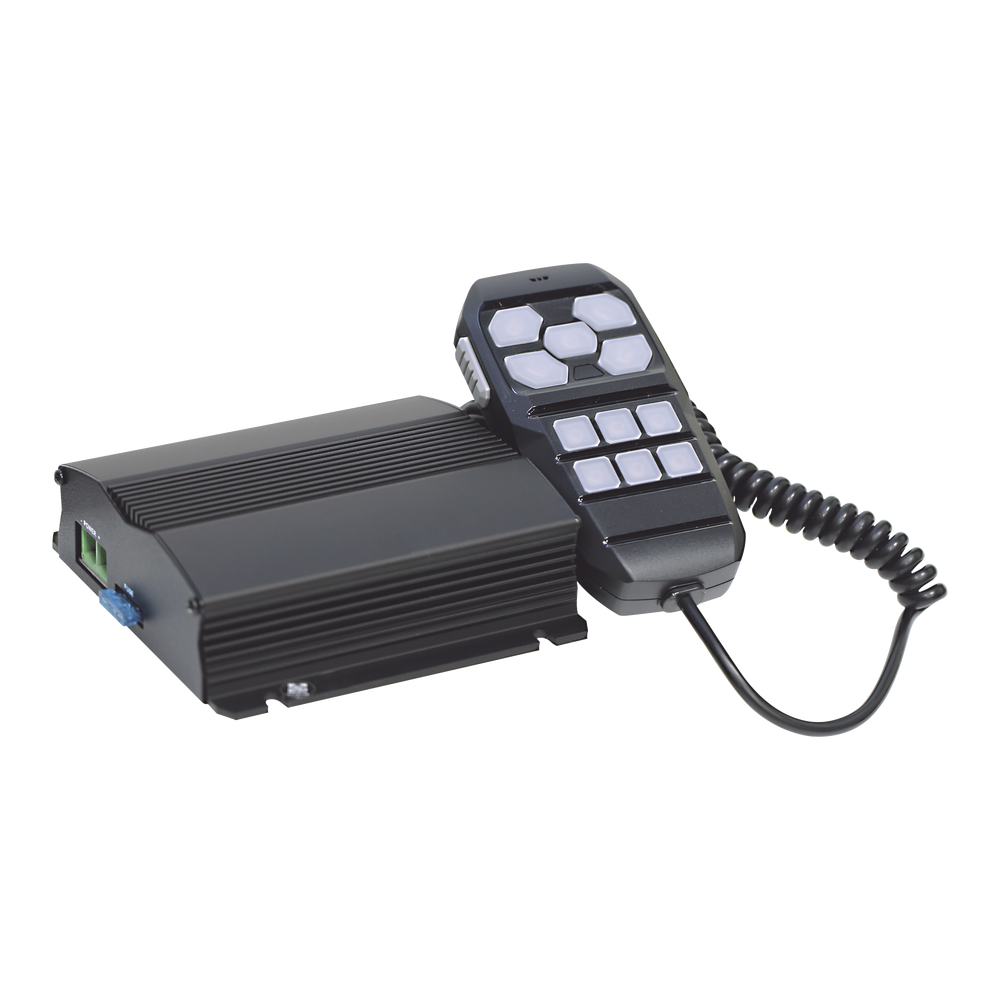 Sirena Vehicular de 100W de Potencia, Con Controlador Unimando Para Control de Tonos, 4 Salidas Auxiliares y Microfono - Image 3