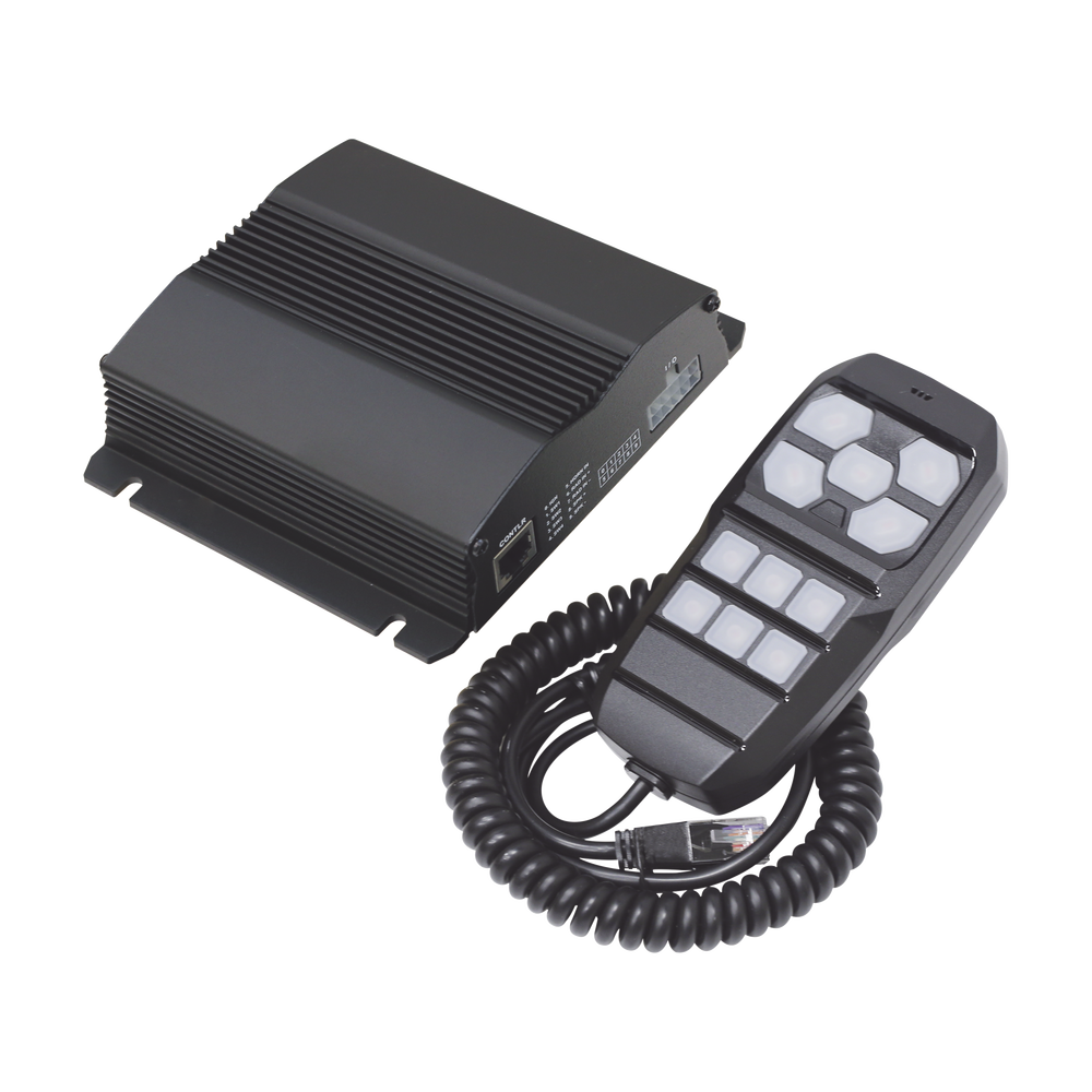 Sirena Vehicular de 100W de Potencia, Con Controlador Unimando Para Control de Tonos, 4 Salidas Auxiliares y Microfono - Image 5