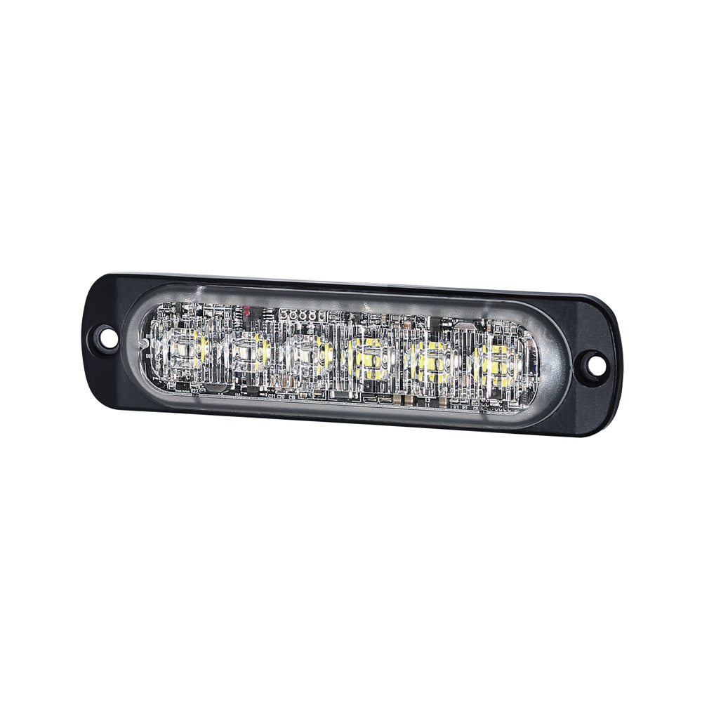 Luz Auxiliar de 12 LED, Rojo/Azul, SAE, Bisel Negro, Lente Transparente