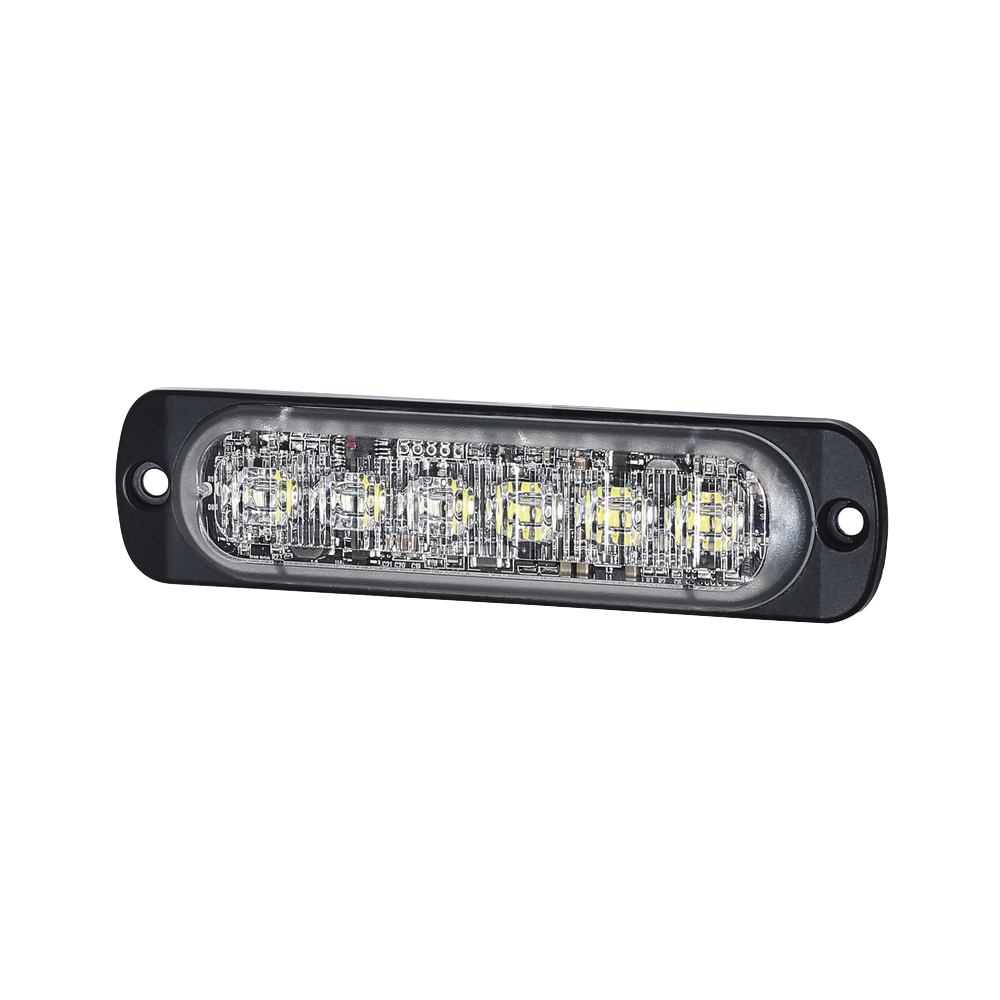 Luz Auxiliar de 12 LED, Rojo/Claro, SAE, Bisel Negro, Lente Transparente